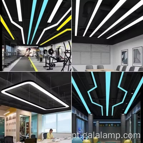 Moderna luminária pendente linear LED preta 4FT